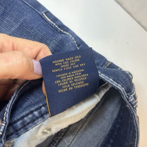 Seven 7 Women’s Dark Wash Denim Jean Shorts Size 10 Embroidered Back pockets - Picture 5 of 8